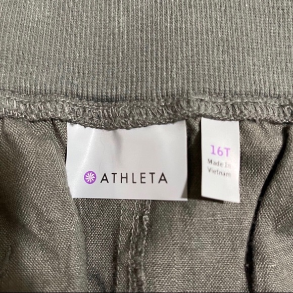 Athleta Seline Linen Skirt Army Green Size 16 Tall Drawstring Waist Pull On - Picture 4 of 7